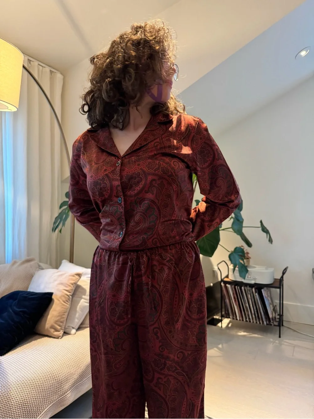Ralph Lauren Burgundy Paisley Satin Pajama Set